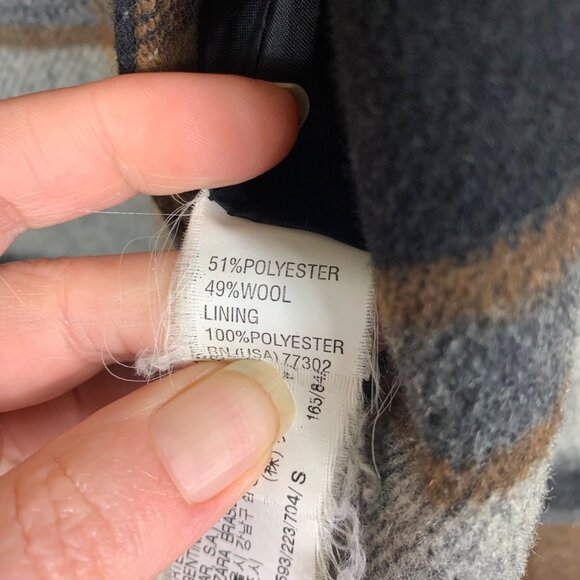 Zara Basic Women’s Wool Blend Brown Tartan Plaid Pea Coat - Size Small - Picture 5 of 8